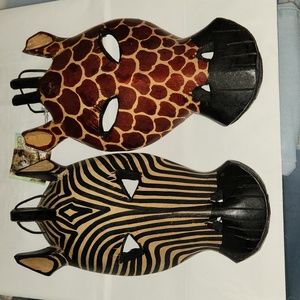 Brand new art decoration made i Kenya giraffe and zebra